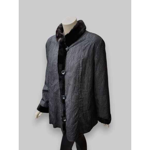 Vintage Black Brown Sheared Mink Reversible Jacket -Medium/Large - Picture 5 of 16